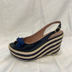 Valentino RED - Navy Blue Espadrille Wedge Sandals